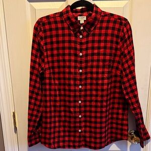 J. Crew Women’s Red and Black Plaid Shirt